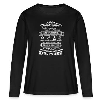 Hygiéniste dentaire Je suis hygiéniste dentaire - T-shirt manches longues Premium bio Femme - noir - Devant - Julia (174cm)