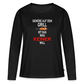 Gemüse Auf dem Grill Antivegan Grill Griller Grill - Frauen Premium Bio Langarmshirt - Schwarz - Vorne - Julia (174cm)
