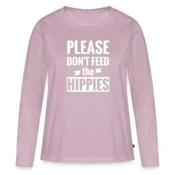 Veuillez ne pas nourrir les hippies anti hippie - T-shirt manches longues Premium bio Femme - rose poudré - Devant - Julia (174cm)