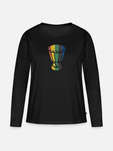 Djembe Bongos Junkies Afrikanische Drum Trommel - Frauen Premium Bio Langarmshirt - Schwarz