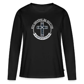 God's ground staff pastor gifts church - Women's Premium Organic Long Sleeve Shirt - black - Front - Julia (174cm)
