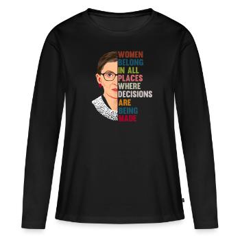 Notorious RBG Ruth Bader Ginsburg retro vintage - Frauen Premium Bio Langarmshirt - Schwarz - Vorne - Julia (174cm)