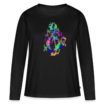 musical note - Women's Premium Organic Long Sleeve Shirt - black - Front - Julia (174cm)