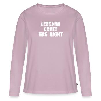 Leonard Cohen avait raison - T-shirt manches longues Premium bio Femme - rose poudré - Devant - Julia (174cm)
