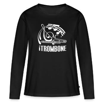 Trombone Trombone drôle - T-shirt manches longues Premium bio Femme - noir - Devant - Julia (174cm)