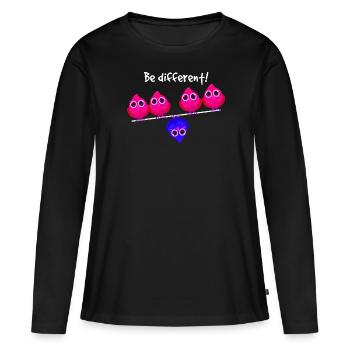 Be different Vögel Vogel Soyez différent Individuel - T-shirt manches longues Premium bio Femme - noir - Devant - Julia (174cm)