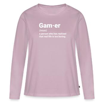 Gamer Definition Gaming Legend Jeu vidéo Gamer - T-shirt manches longues Premium bio Femme - rose poudré - Devant - Julia (174cm)