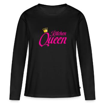 kitchen queen - Frauen Premium Bio Langarmshirt - Schwarz - Vorne - Julia (174cm)