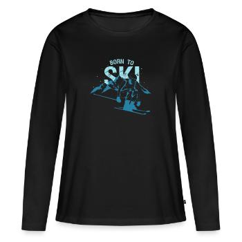 Né pour skier - T-shirt manches longues Premium bio Femme - noir - Devant - Julia (174cm)