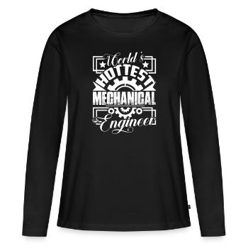 Ingénieur mécanique - T-shirt manches longues Premium bio Femme - noir - Devant - Julia (174cm)