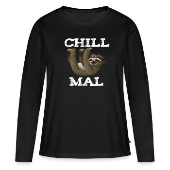 Chill, relax, traîne le paresseux - T-shirt manches longues Premium bio Femme - noir - Devant - Julia (174cm)