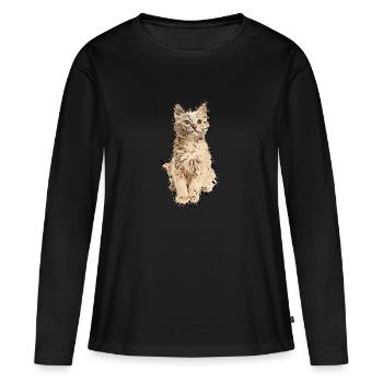 Chat persa chat chats chat - T-shirt manches longues Premium bio Femme - noir - Devant - Julia (174cm)