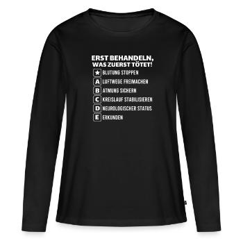 Notdienst ABCDE Schema Trauma Rettungsdienst Sani - Frauen Premium Bio Langarmshirt - Schwarz - Vorne - Julia (174cm)