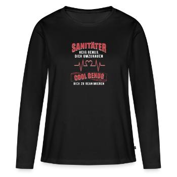 Sani 112 Trauma Notfallsanitäter Rettungsdienst - Frauen Premium Bio Langarmshirt - Schwarz - Vorne - Julia (174cm)