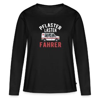 Pflaster Laster Fahrer Sani Krankenwagen Notdienst - Frauen Premium Bio Langarmshirt - Schwarz - Vorne - Julia (174cm)