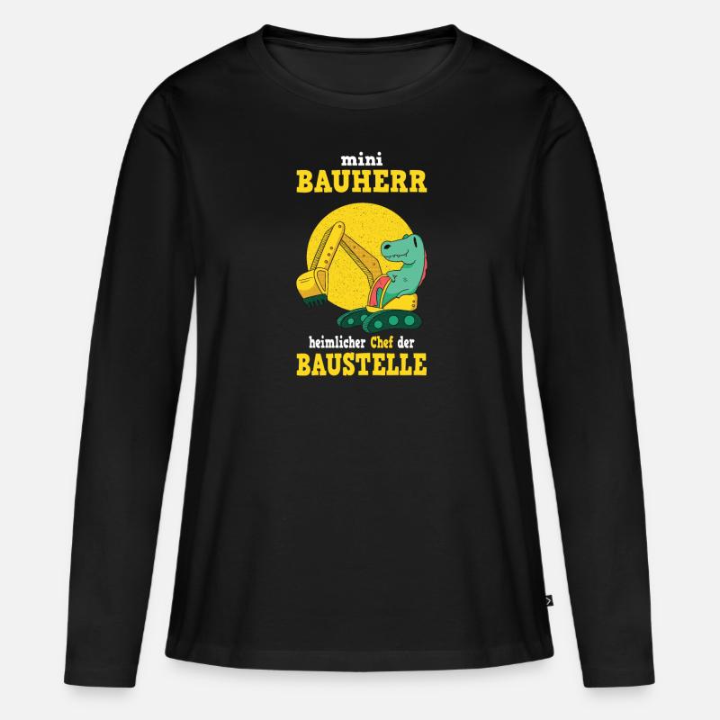 Bauherr Bagger Eigenheim - Frauen Premium Bio Langarmshirt - Schwarz