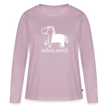"Zebra Sort" | Programmer - Frauen Premium Bio Langarmshirt - Altrosa - Vorne - Julia (174cm)
