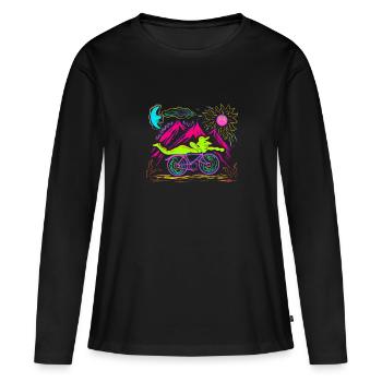 LSD albert hofmann bicycle day Shirt Trippy Tshirt - Frauen Premium Bio Langarmshirt - Schwarz - Vorne - Julia (174cm)