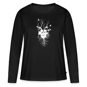 T-Shirt Tambour Batteur Tambour Tambour - T-shirt manches longues Premium bio Femme - noir - Devant - Julia (174cm)