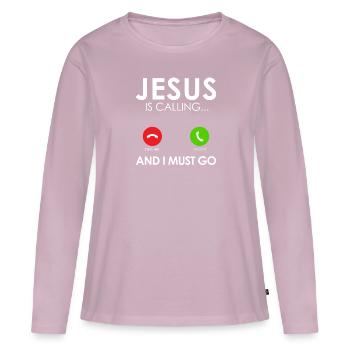 Religious Christian Jesus Is Calling And I Must Go - Women's Premium Organic Long Sleeve Shirt - dusky pink - Front - Julia (174cm)