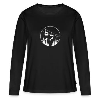 Cadeau d'hiver pour la télécabine des remontées mécaniques - T-shirt manches longues Premium bio Femme - noir - Devant - Julia (174cm)