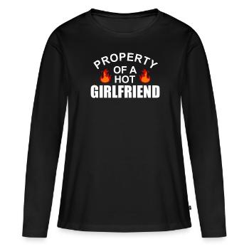 Propriété d'une copine chaude - T-shirt manches longues Premium bio Femme - noir - Devant - Julia (174cm)