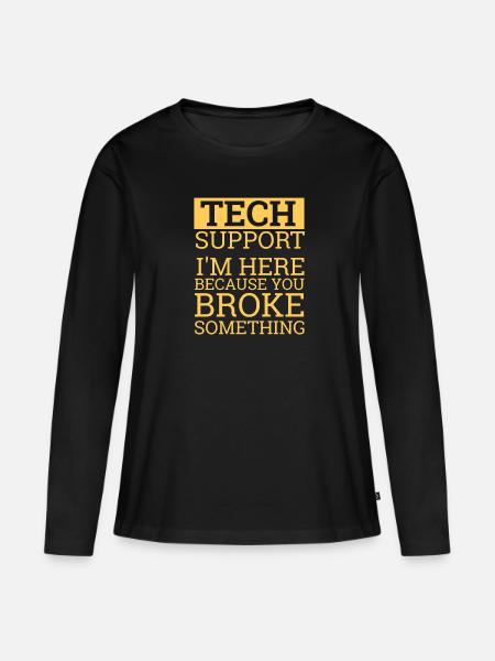 "Tech Support" | Helpdesk - Frauen Premium Bio Langarmshirt - Schwarz