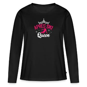 Apres Ski Queen Skihaserl Skifahren Geschenk - Frauen Premium Bio Langarmshirt - Schwarz - Vorne - Julia (174cm)