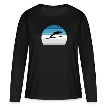 Skispringen Skispringer Retro Geschenk - Frauen Premium Bio Langarmshirt - Schwarz - Vorne - Julia (174cm)
