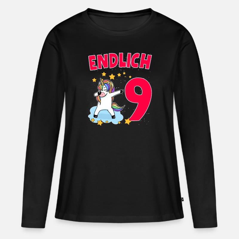 Endlich 9 - Frauen Premium Bio Langarmshirt - Schwarz