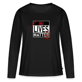 Halloween NO Lives Matter Blood Hand Splatter - T-shirt manches longues Premium bio Femme - noir - Devant - Julia (174cm)