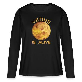 Venus - Frauen Premium Bio Langarmshirt - Schwarz - Vorne - Julia (174cm)
