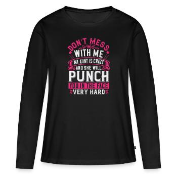 Tante tante - T-shirt manches longues Premium bio Femme - noir - Devant - Julia (174cm)