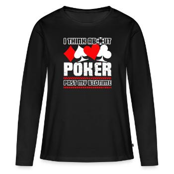 Poker Je pense au poker - T-shirt manches longues Premium bio Femme - noir - Devant - Julia (174cm)