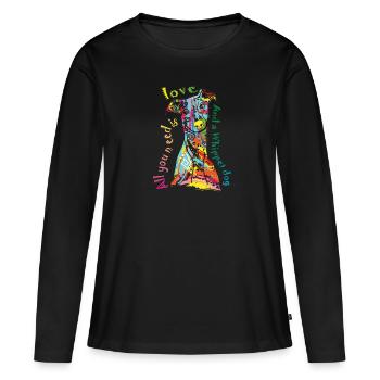 Greyhound Dog Gift Mom Dad Colorful Love Whippet - Women's Premium Organic Long Sleeve Shirt - black - Front - Julia (174cm)