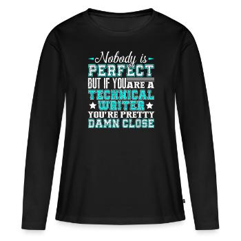 Rédacteur technique si vous êtes rédacteur technique - T-shirt manches longues Premium bio Femme - noir - Devant - Julia (174cm)