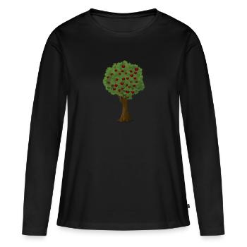 Pommier Saison de cueillette des pommes Verger de pommiers - T-shirt manches longues Premium bio Femme - noir - Devant - Julia (174cm)