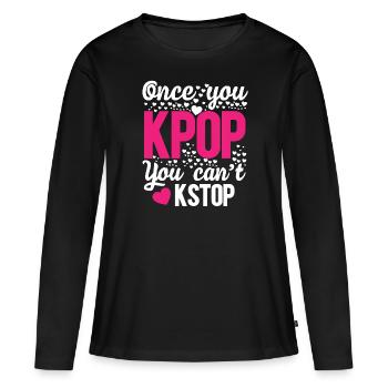 une fois que vous kpop vous pouvez t kstop - T-shirt manches longues Premium bio Femme - noir - Devant - Julia (174cm)