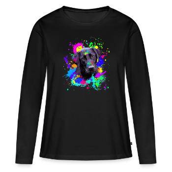 Cute Black Labrador Dog - Women's Premium Organic Long Sleeve Shirt - black - Front - Julia (174cm)