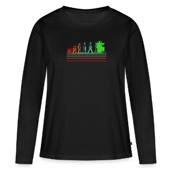 Drummer Evolution... Drummer - Frauen Premium Bio Langarmshirt - Schwarz - Vorne - Julia (174cm)