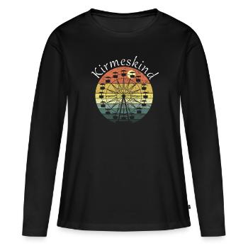 Kirmeskind - Schausteller und Riesenrad - Frauen Premium Bio Langarmshirt - Schwarz - Vorne - Julia (174cm)
