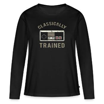 Joueur vidéo de retrogaming de formation classique - T-shirt manches longues Premium bio Femme - noir - Devant - Julia (174cm)
