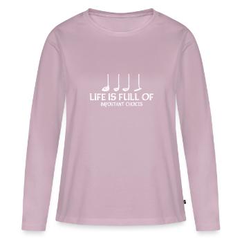 Funny Life Is Full Of Important Choices Golf Lover - T-shirt manches longues Premium bio Femme - rose poudré - Devant - Julia (174cm)