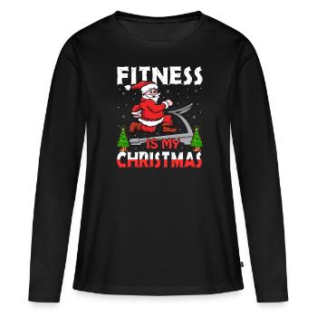 WEIHNACHTEN - FITNESS IS MY CHRISTMAS - Frauen Premium Bio Langarmshirt - Schwarz - Vorne - Julia (174cm)