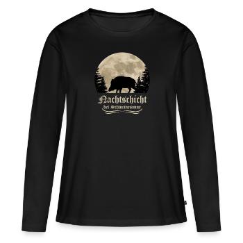 Wildschwein Keiler Jagd - Frauen Premium Bio Langarmshirt - Schwarz - Vorne - Julia (174cm)