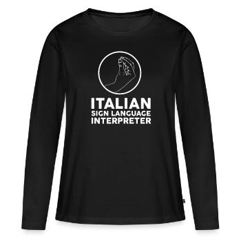 Interprète en langue des signes italienne - sourd et - T-shirt manches longues Premium bio Femme - noir - Devant - Julia (174cm)