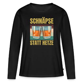 Lustiges Schnaps - Schnäpse Statt Hetze - Retro - Frauen Premium Bio Langarmshirt - Schwarz - Vorne - Julia (174cm)