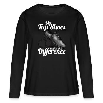 Mes claquettes font la différence Dancer - T-shirt manches longues Premium bio Femme - noir - Devant - Julia (174cm)