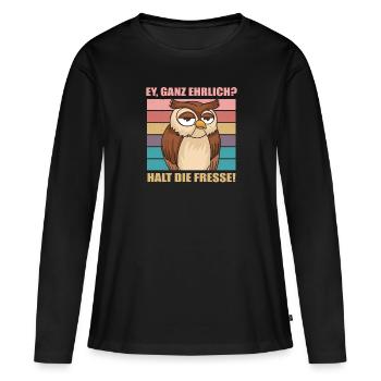 Hé honnêtement ferme le bureau de la chouette plus drôle - T-shirt manches longues Premium bio Femme - noir - Devant - Julia (174cm)