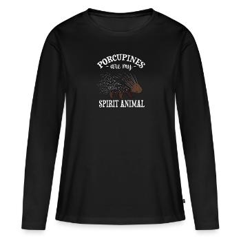 Porc-épic - T-shirt manches longues Premium bio Femme - noir - Devant - Julia (174cm)